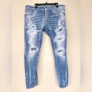DSQUARED2 🇨🇦 Distressed Tidy Biker Jeans - Fits 40" Waist, Blue
